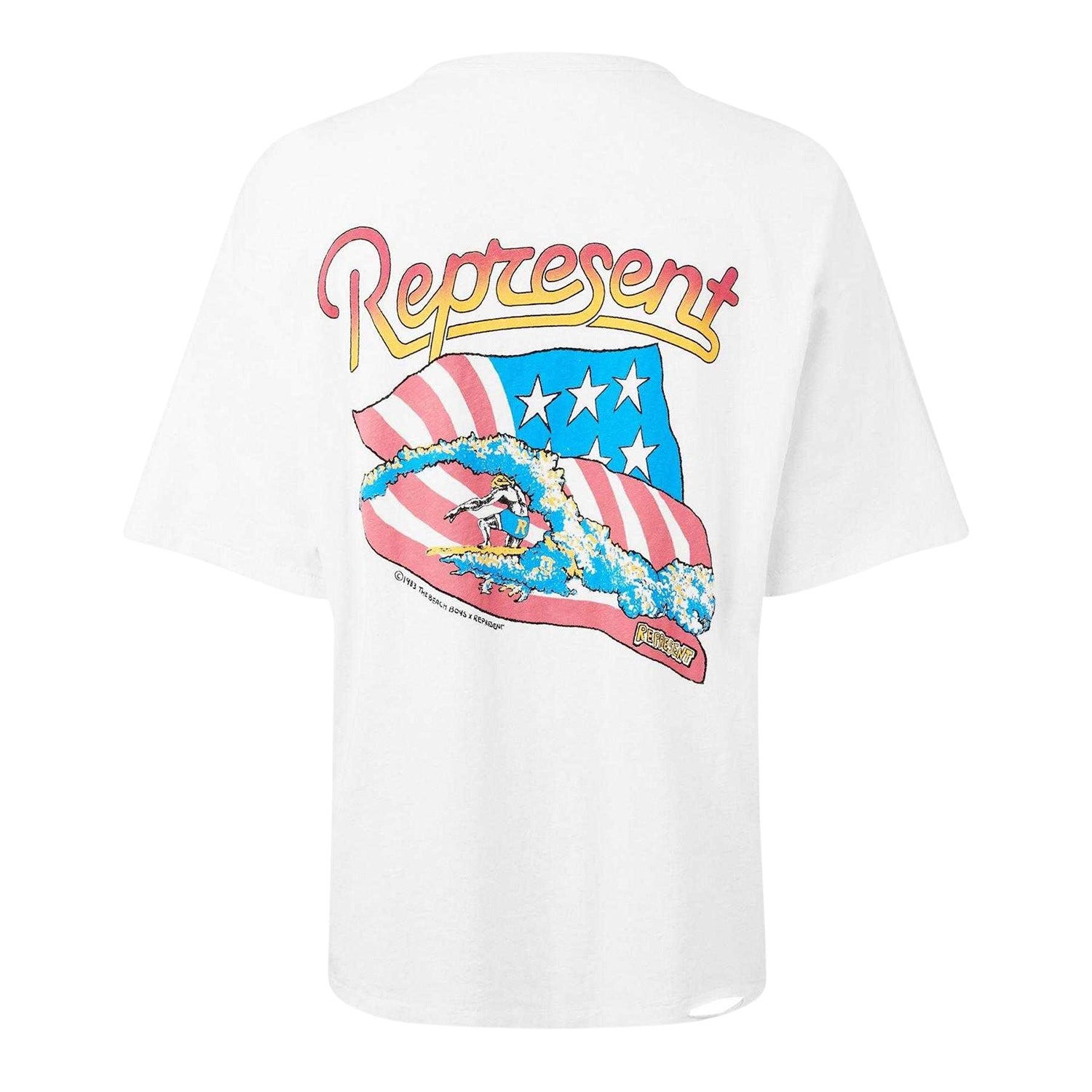 White - Back - Represent Mens Beach Boys Americas Band Oversized T-Shirt