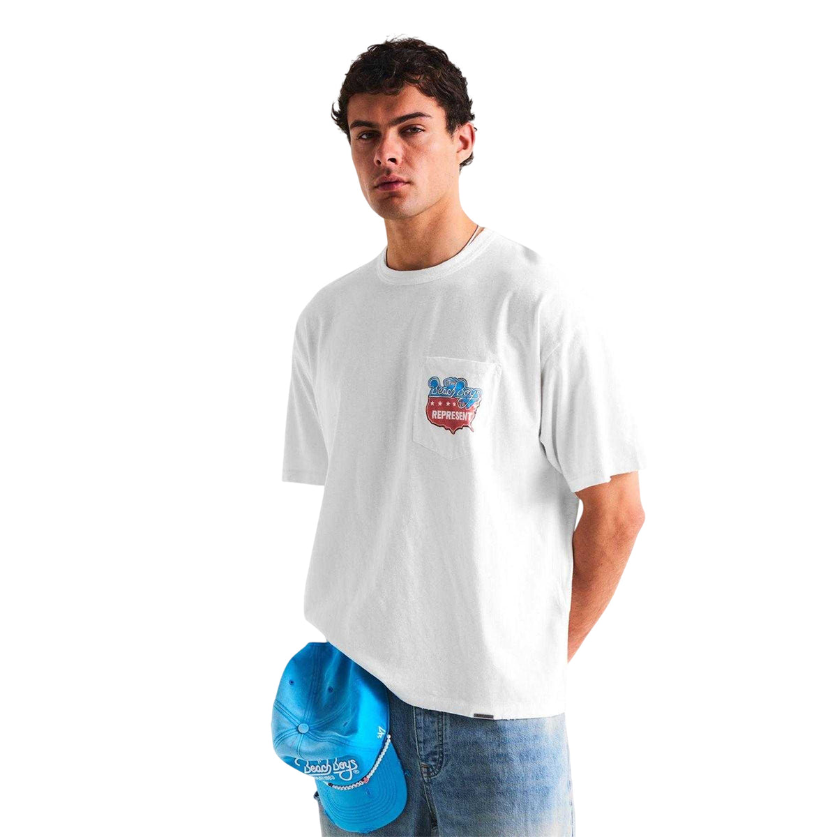 White - Side - Represent Mens Beach Boys Americas Band Oversized T-Shirt