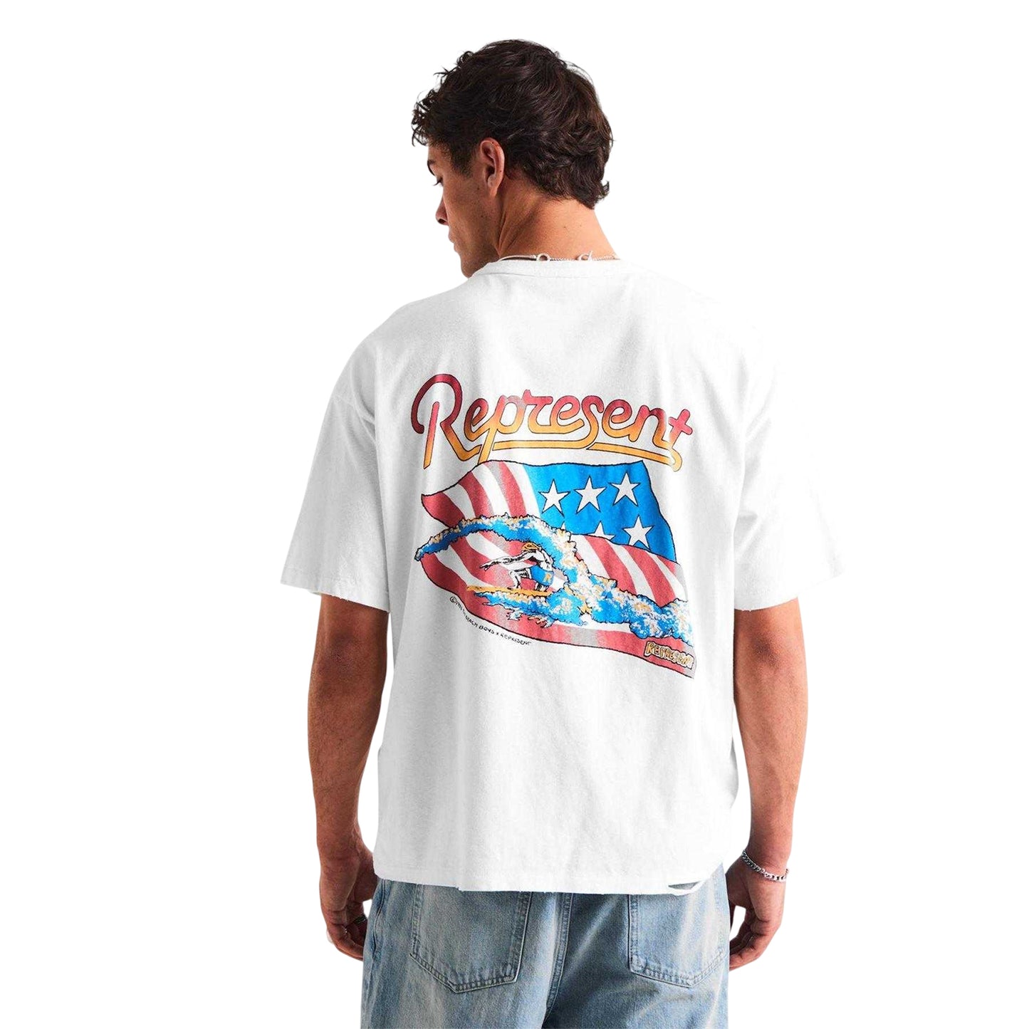 White - Lifestyle - Represent Mens Beach Boys Americas Band Oversized T-Shirt