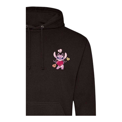 Black - Side - Lilo & Stitch Mens Angel Energy Heart Hoodie