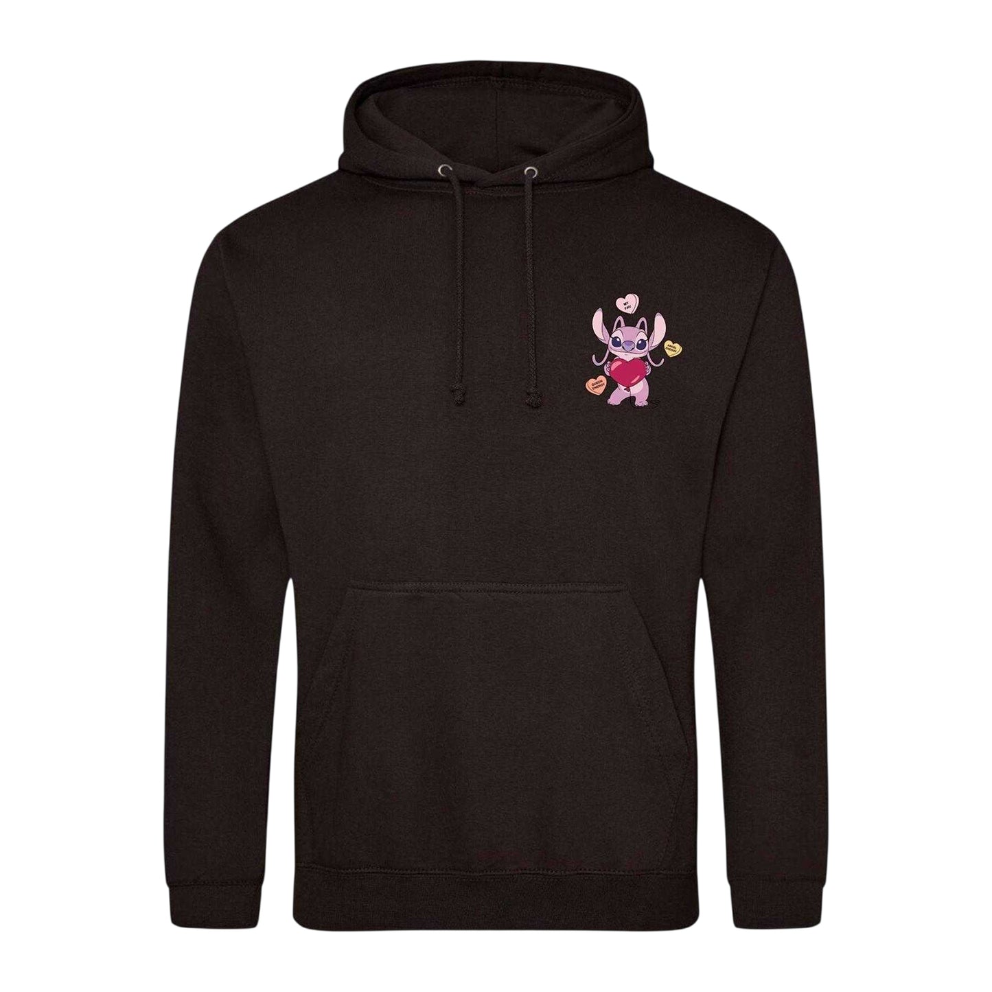 Black - Front - Lilo & Stitch Mens Angel Energy Heart Hoodie