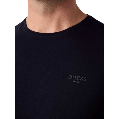 Jet Black - Side - Guess Mens Embroidered Logo Slim T-Shirt