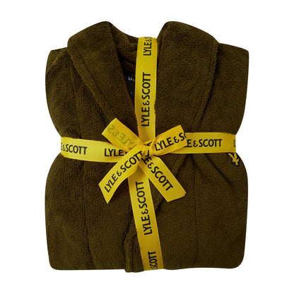 Green - Back - Lyle & Scott Mens Logo Towelling Dressing Gown