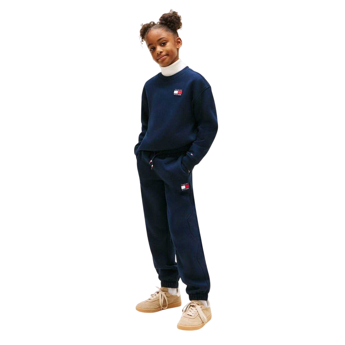 Navy - Back - Tommy Hilfiger Childrens-Kids Heritage Flag Logo Crew Neck Co-ord Set