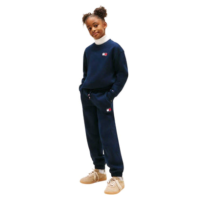Navy - Back - Tommy Hilfiger Childrens-Kids Heritage Flag Logo Crew Neck Co-ord Set