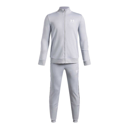 Grey - Front - Under Armour Boys Icon Tracksuit Set