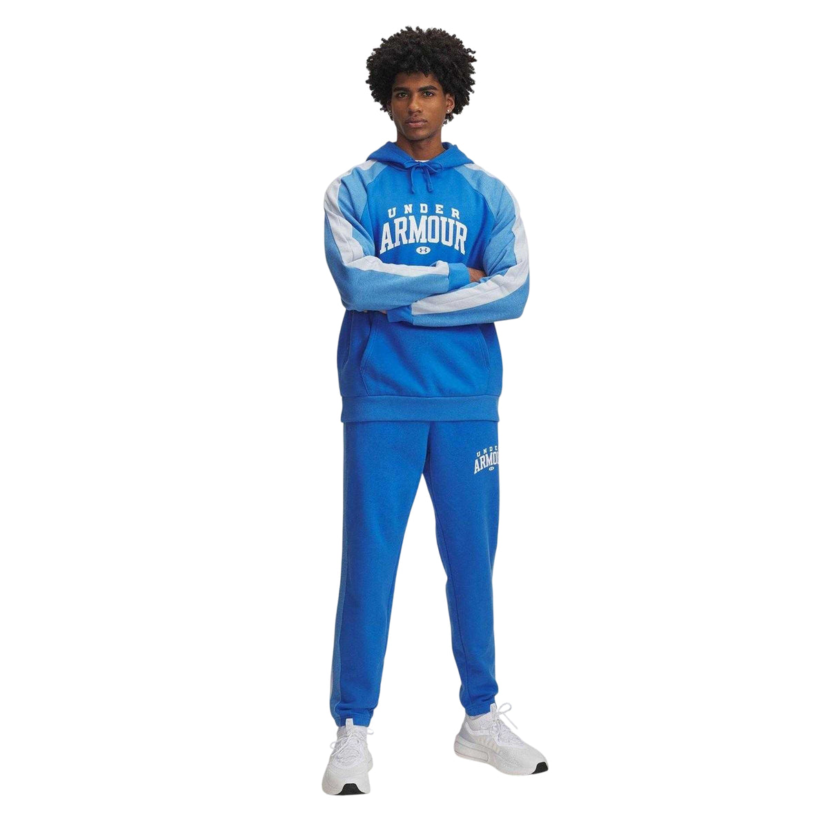 Blue - Side - Under Armour Mens Rival Fleece Straight Jogging Bottoms