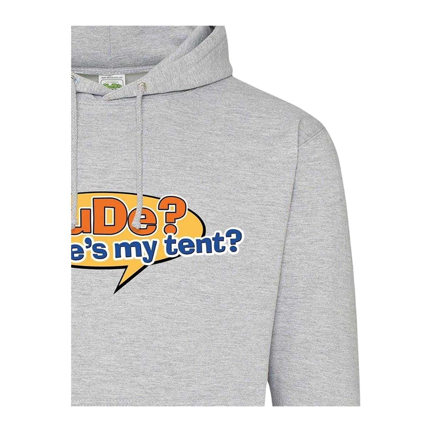 Grey - Side - AWD Mens Dude?Where´s My Tent? Printed Hoodie