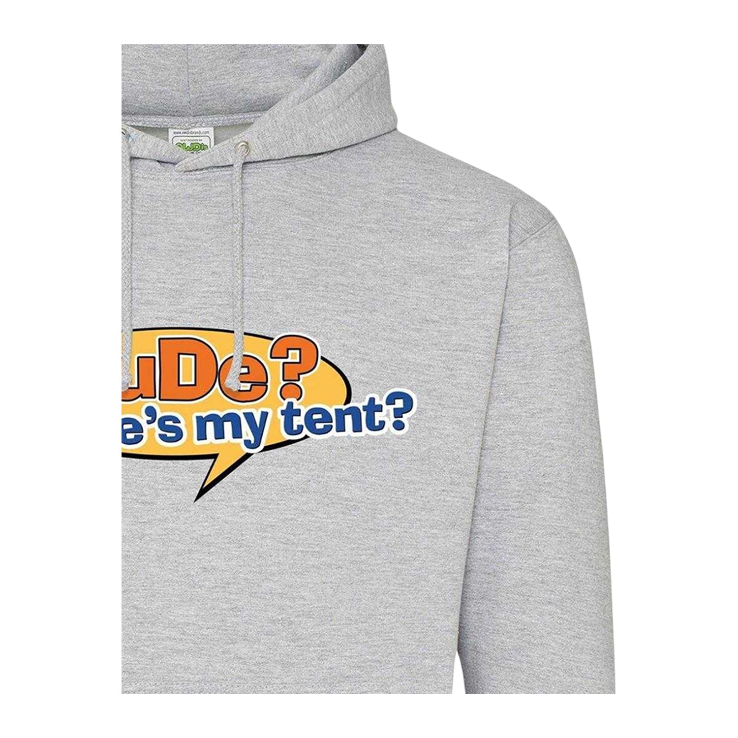 Grey - Side - AWD Mens Dude?Where´s My Tent? Printed Hoodie