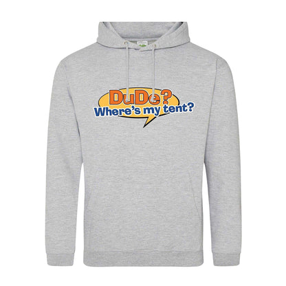 Grey - Front - AWD Mens Dude?Where´s My Tent? Printed Hoodie