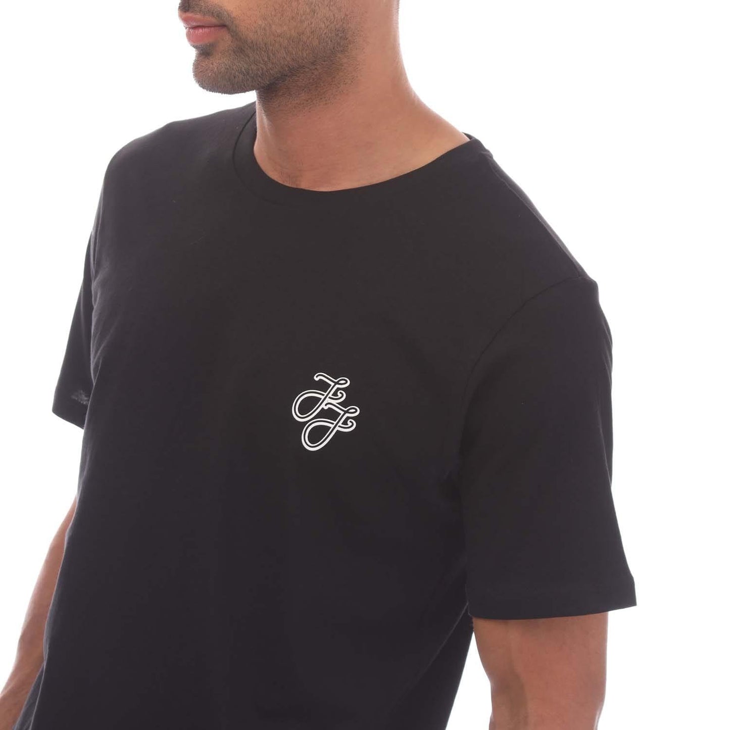 Black - Side - Jack And Jones Mens Tag T-Shirt & Shorts Set