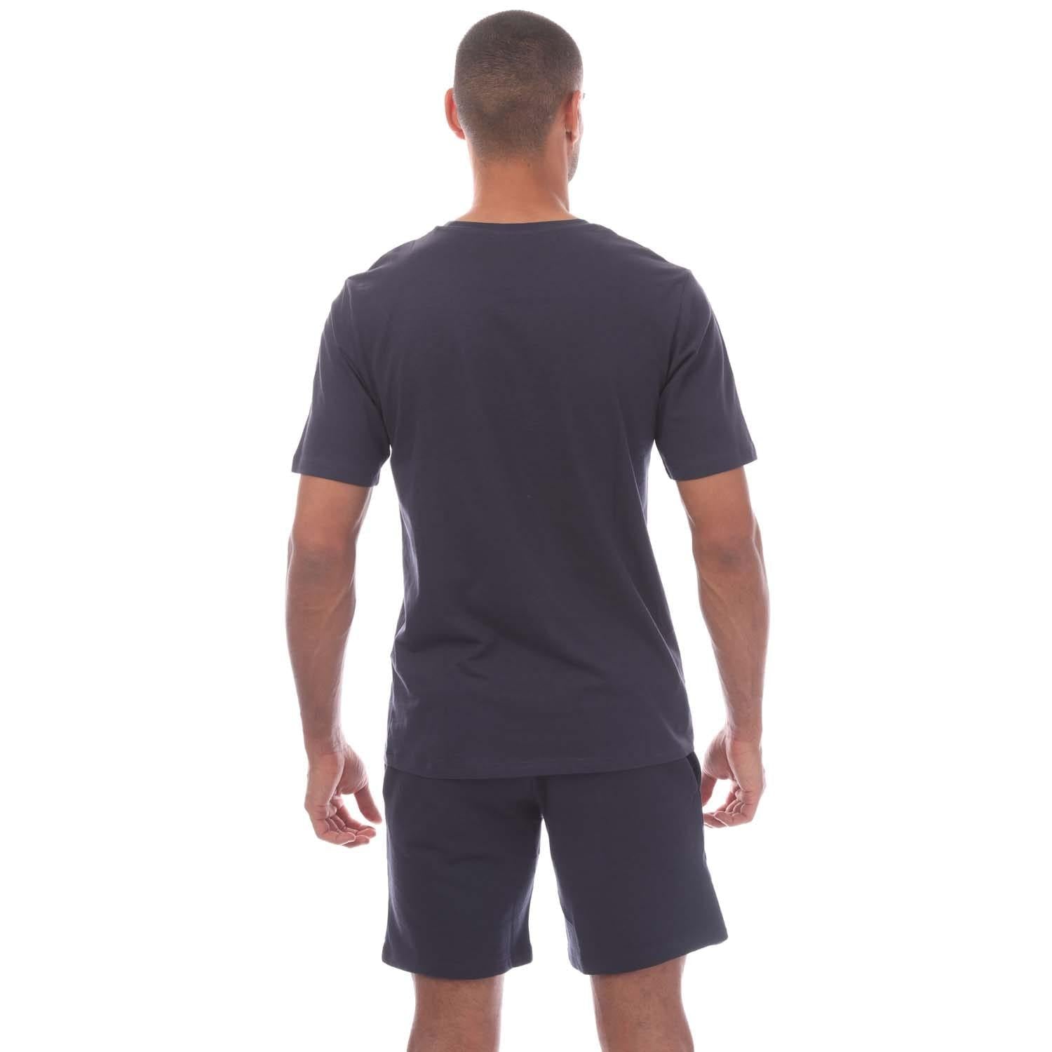 Navy - Back - Jack And Jones Mens Tag T-Shirt & Shorts Set