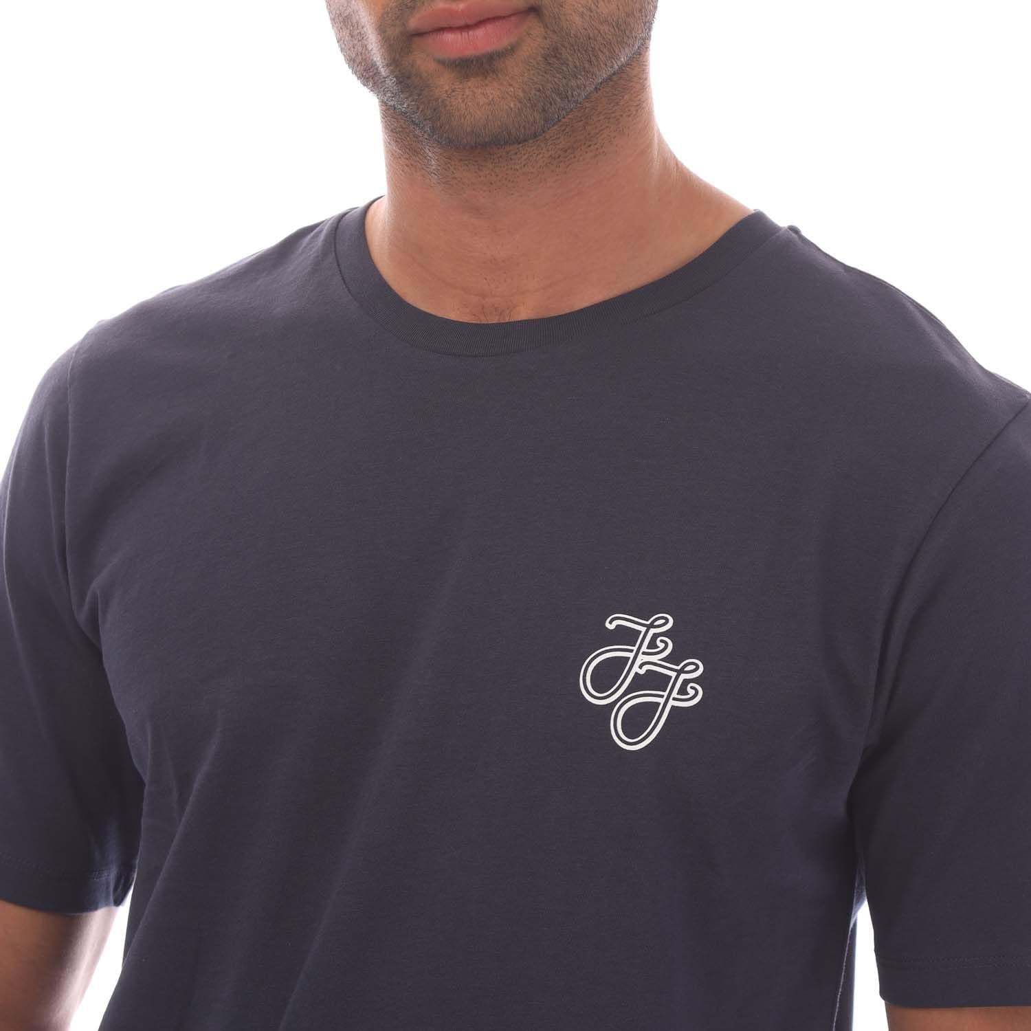 Navy - Side - Jack And Jones Mens Tag T-Shirt & Shorts Set