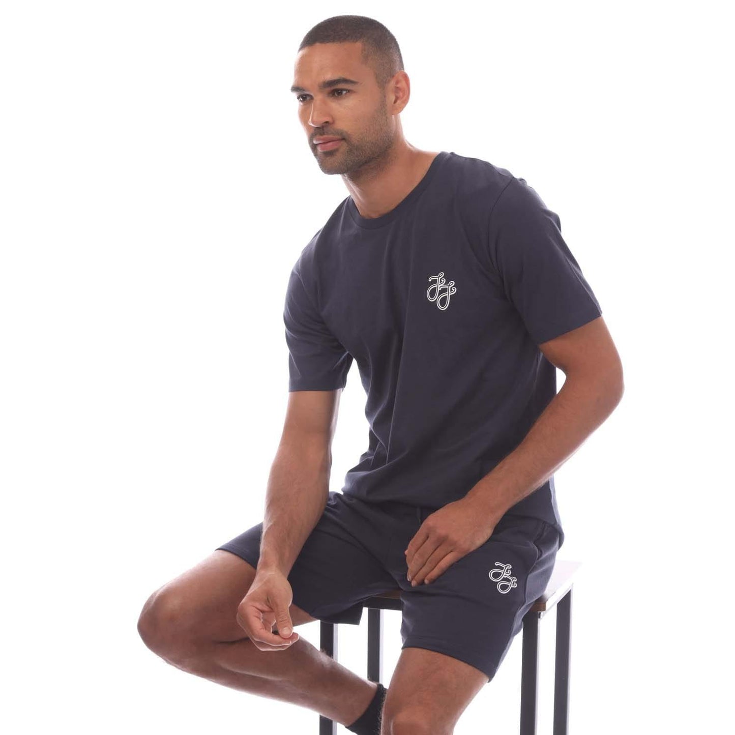 Navy - Pack Shot - Jack And Jones Mens Tag T-Shirt & Shorts Set
