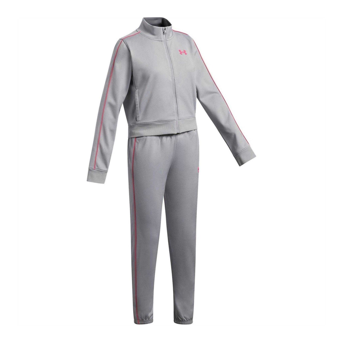 Frost Gray - Side - Under Armour Girls Icon Cropped Tracksuit Set