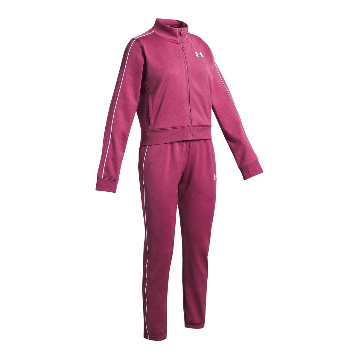 Red - Side - Under Armour Girls Icon Cropped Tracksuit Set