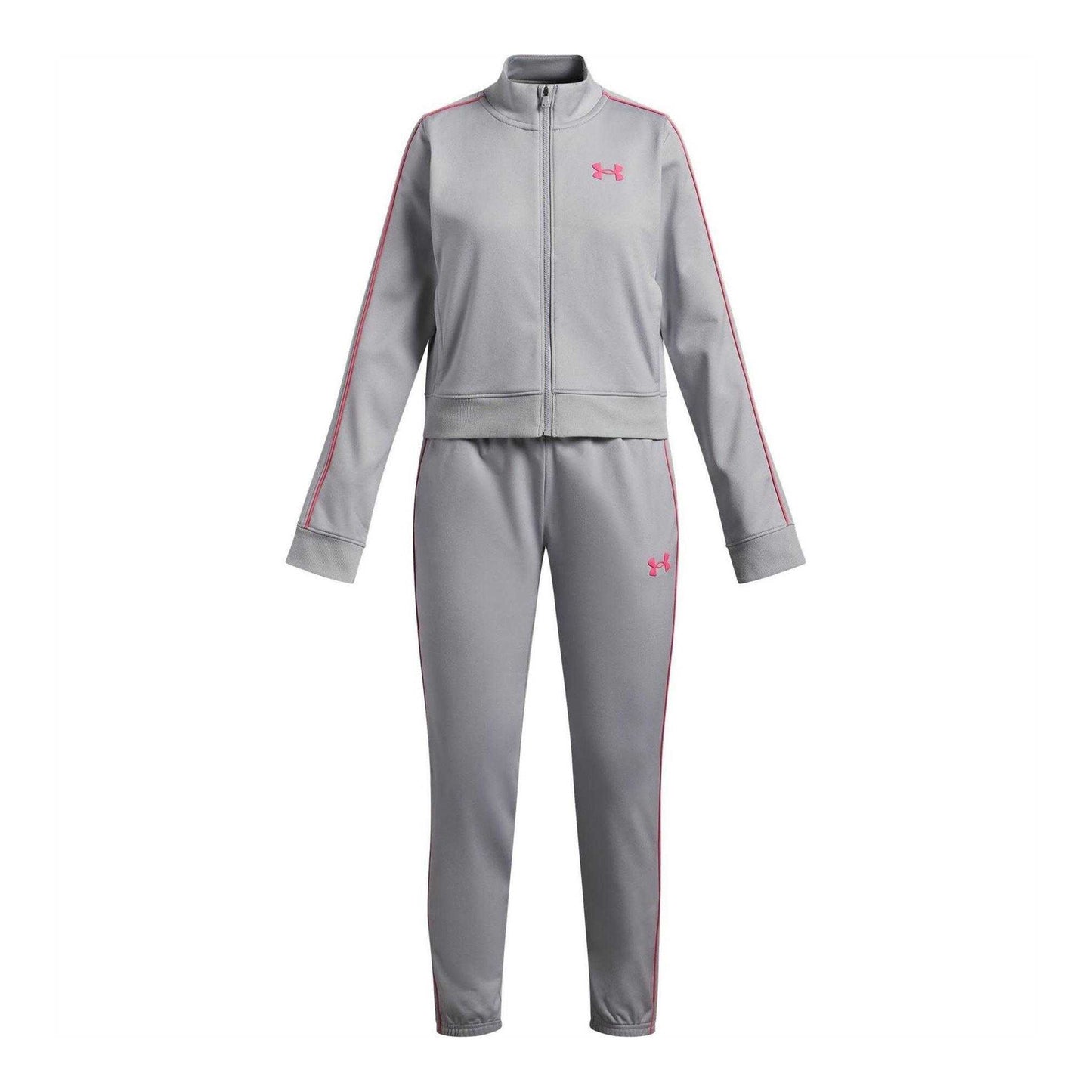 Frost Gray - Front - Under Armour Girls Icon Cropped Tracksuit Set