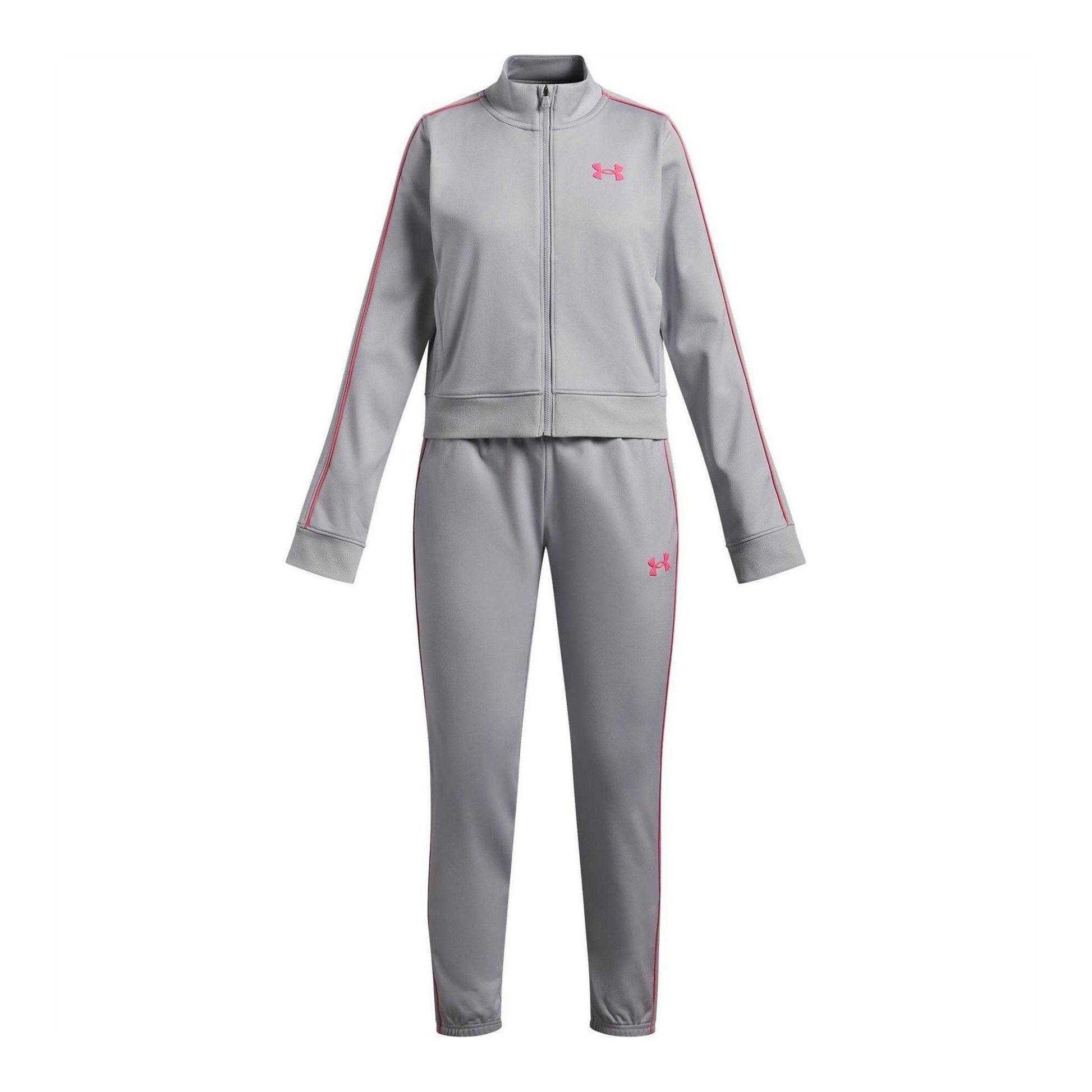 Frost Gray - Front - Under Armour Girls Icon Cropped Tracksuit Set