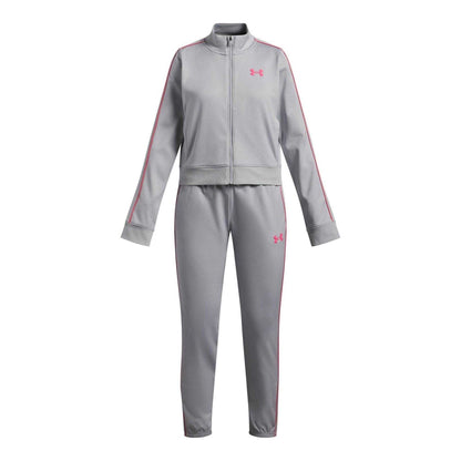 Frost Gray - Front - Under Armour Girls Icon Cropped Tracksuit Set