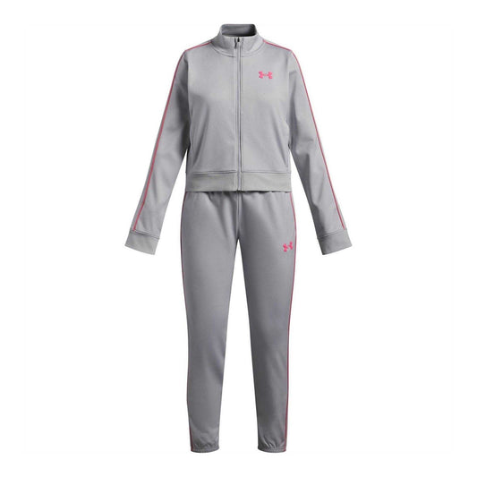 Frost Gray - Front - Under Armour Girls Icon Cropped Tracksuit Set