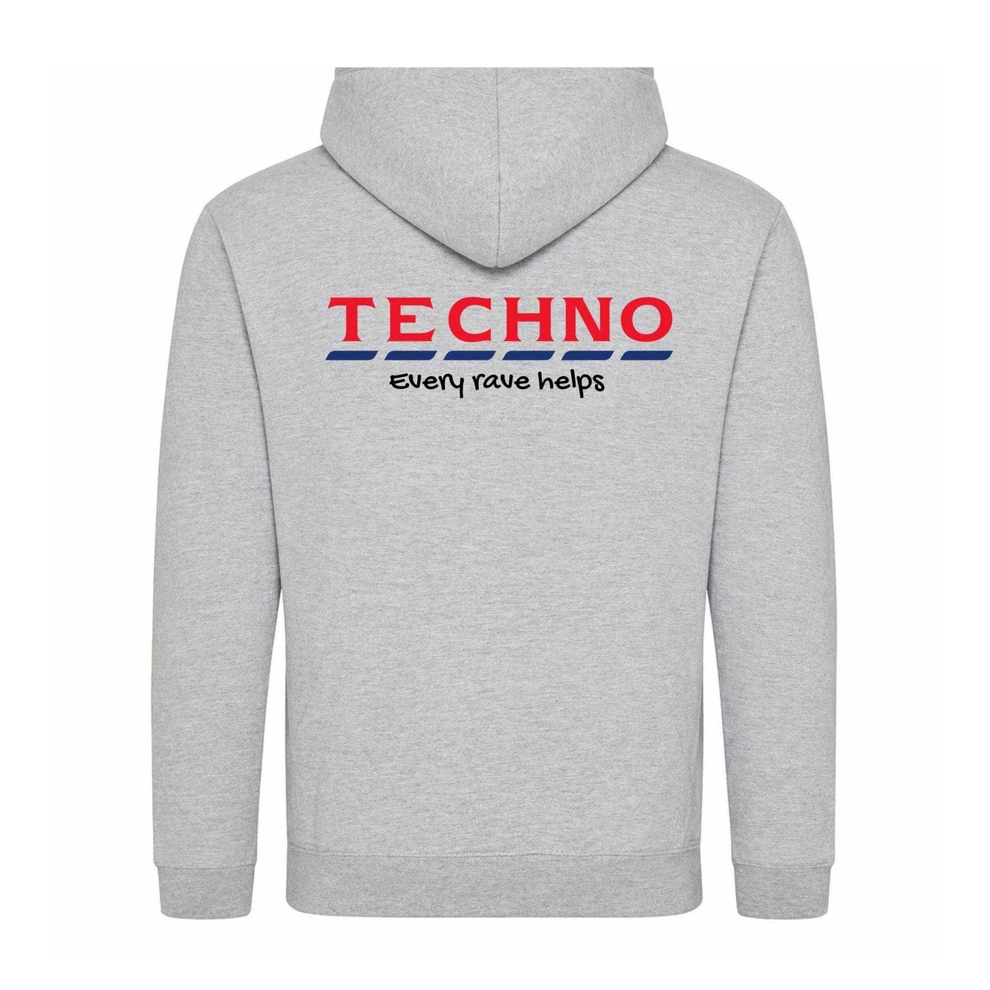 Grey - Back - AWD Mens Techno Every Rave Printed Hoodie