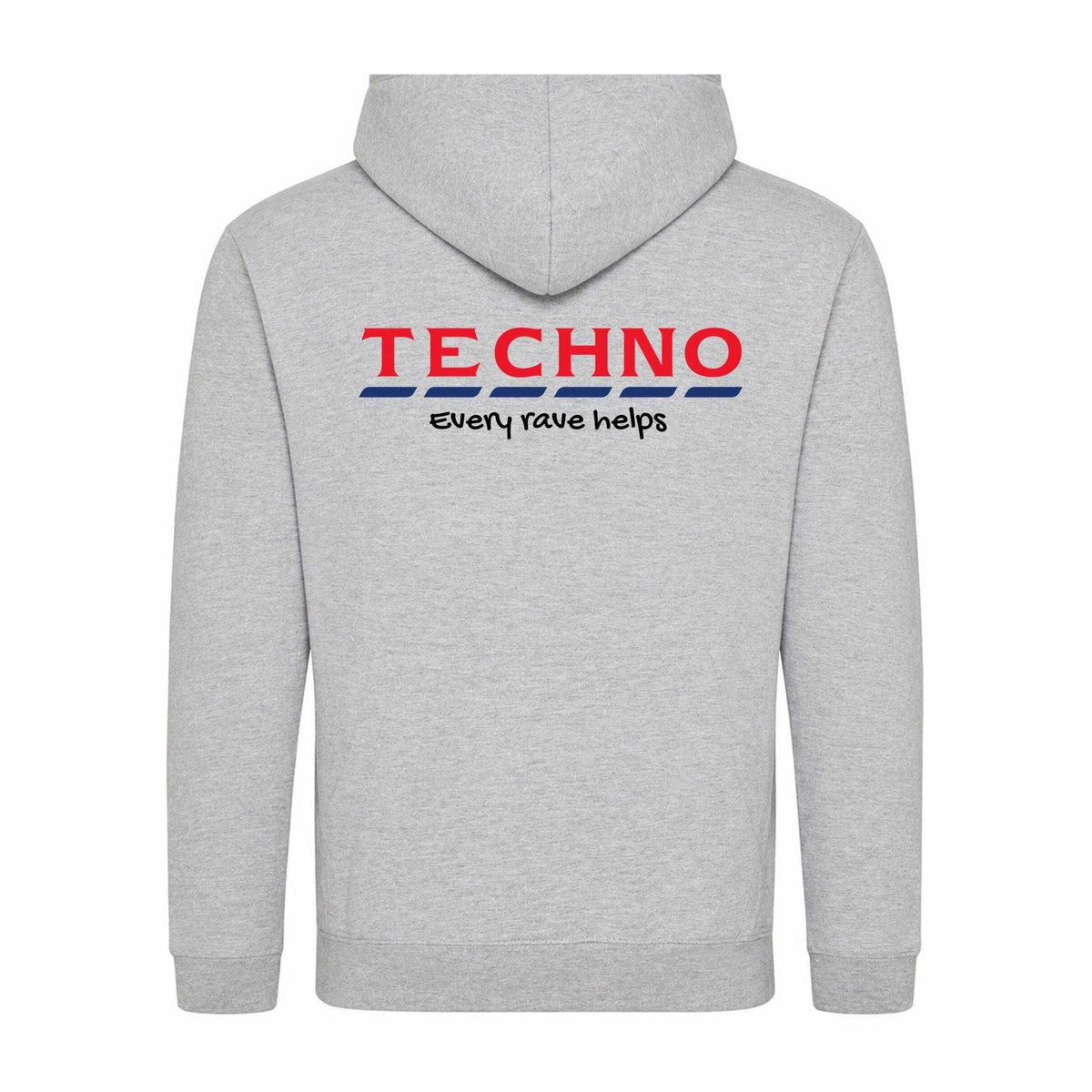 Grey - Back - AWD Mens Techno Every Rave Printed Hoodie