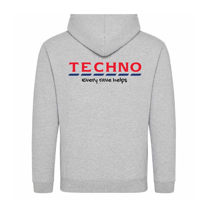 Grey - Back - AWD Mens Techno Every Rave Printed Hoodie