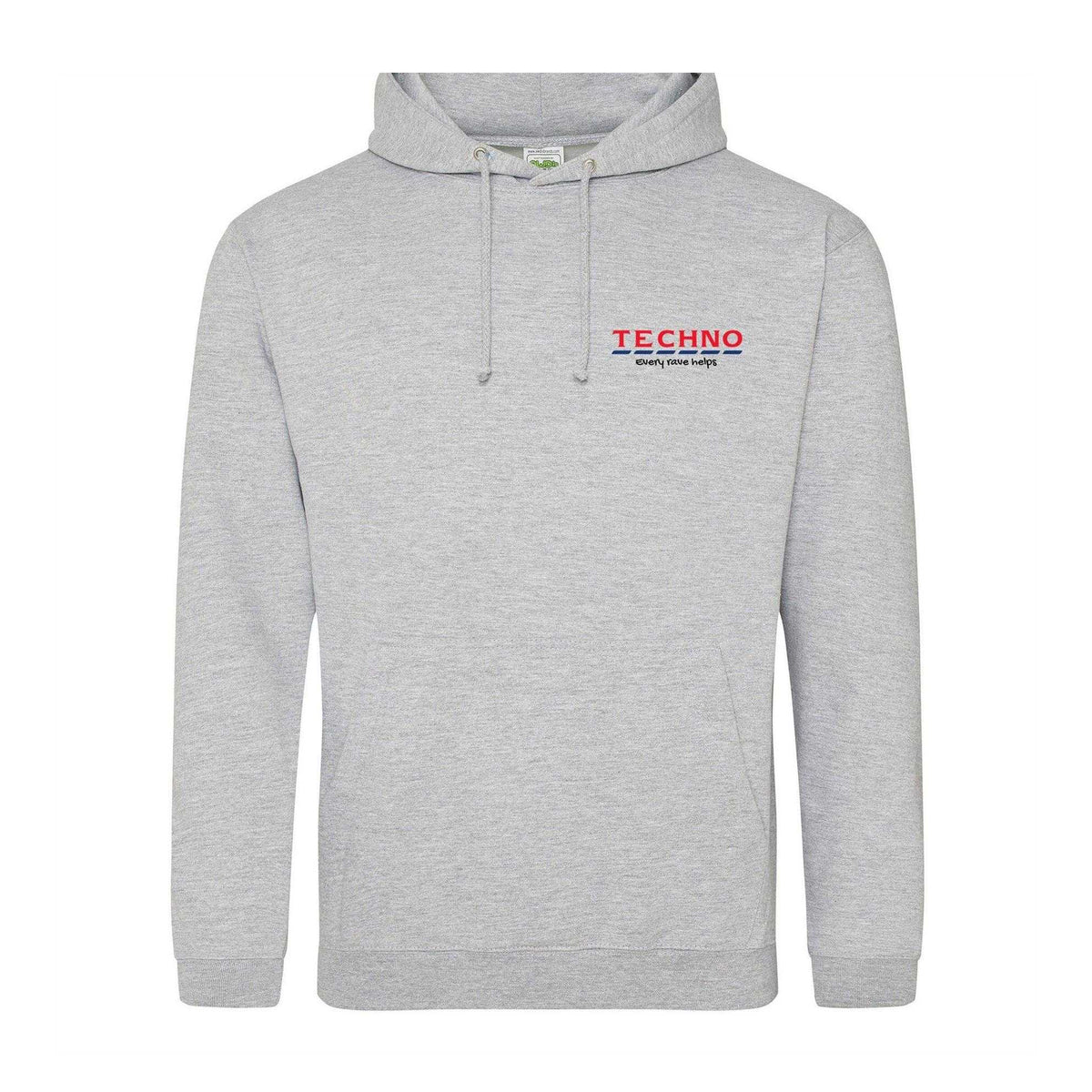 Grey - Front - AWD Mens Techno Every Rave Printed Hoodie
