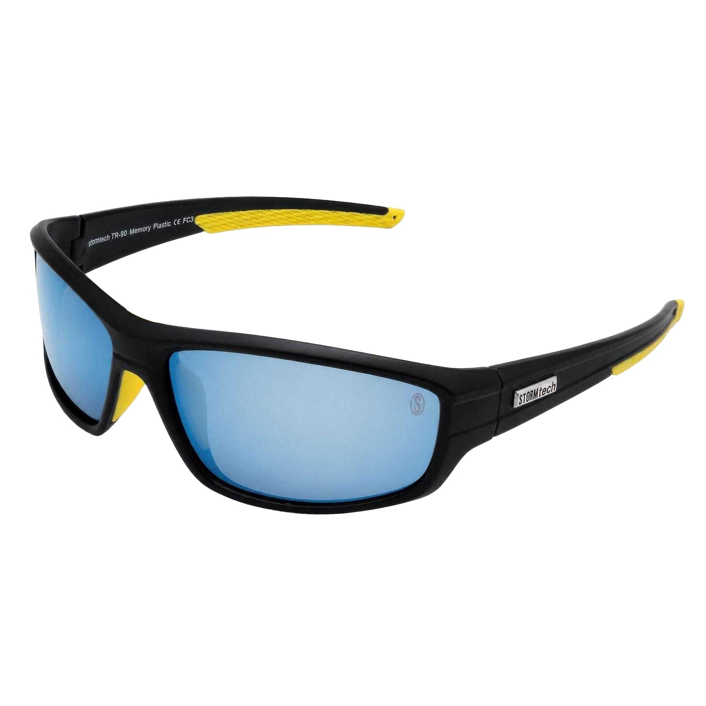 Black-Yellow - Front - Storm Mens Logo Sunglasses