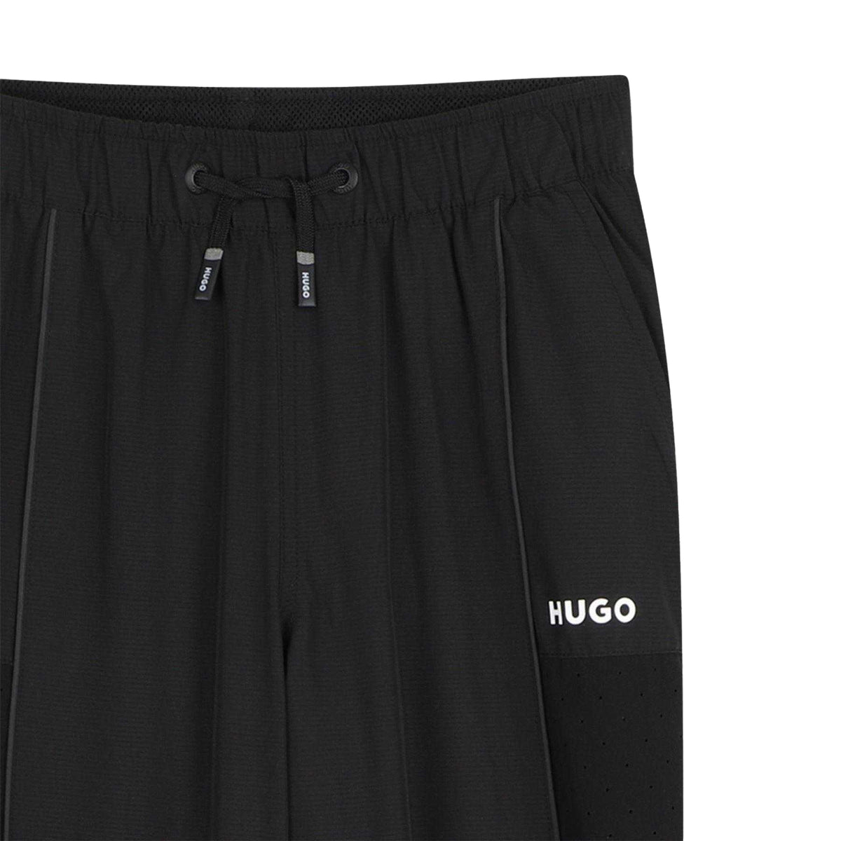Black - Side - Hugo Boys Nylon Tracksuit Bottoms