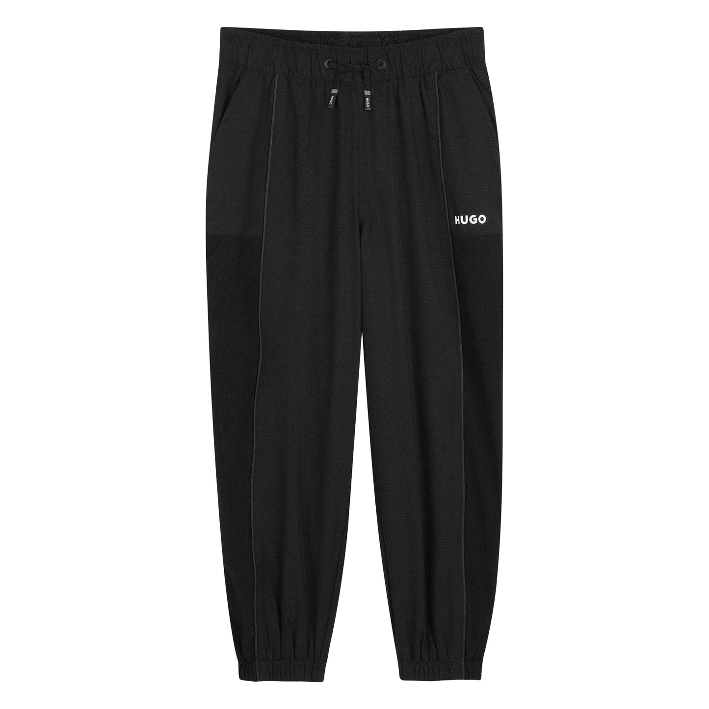 Black - Front - Hugo Boys Nylon Tracksuit Bottoms