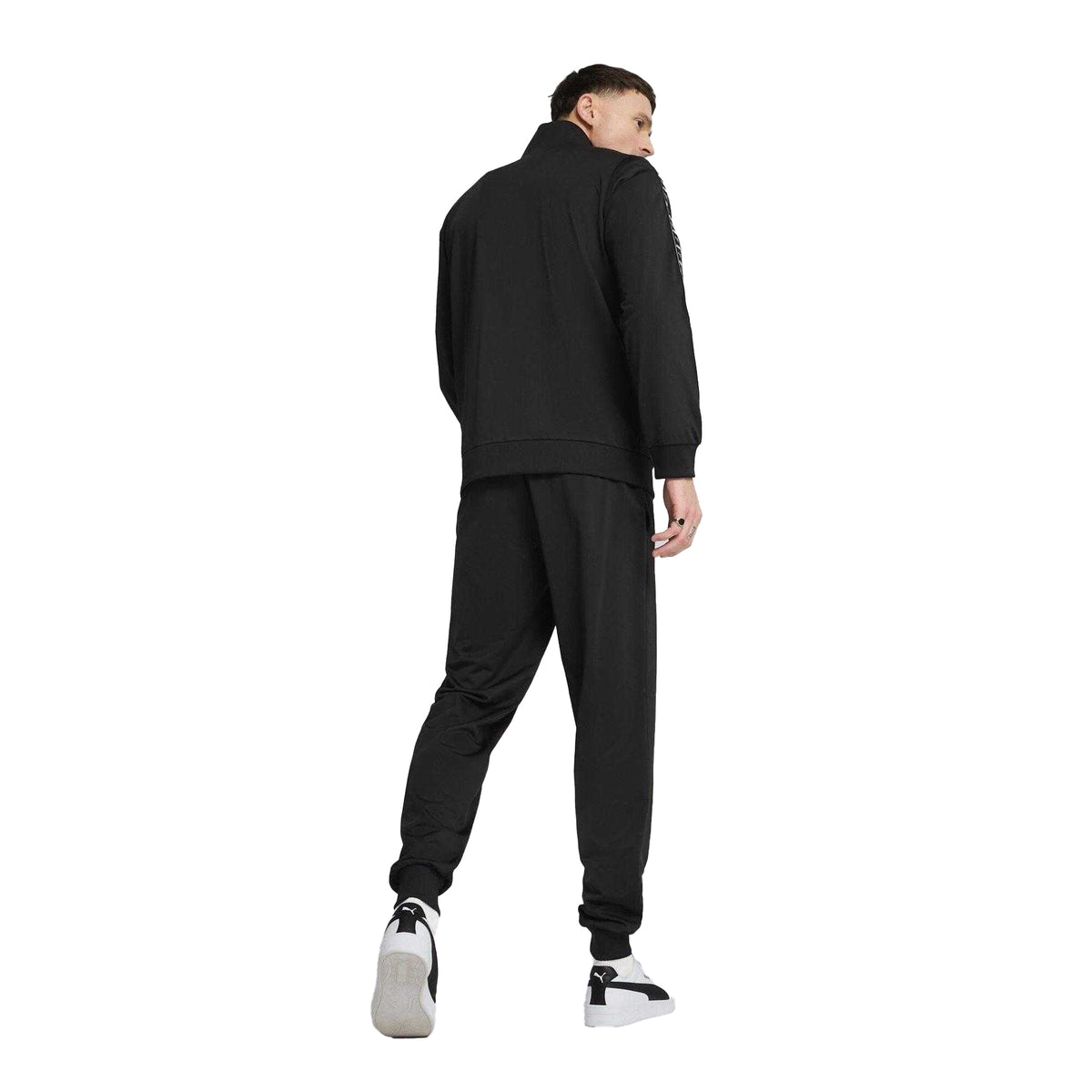 Black - Pack Shot - Puma Mens Tape Polyester Tracksuit Set