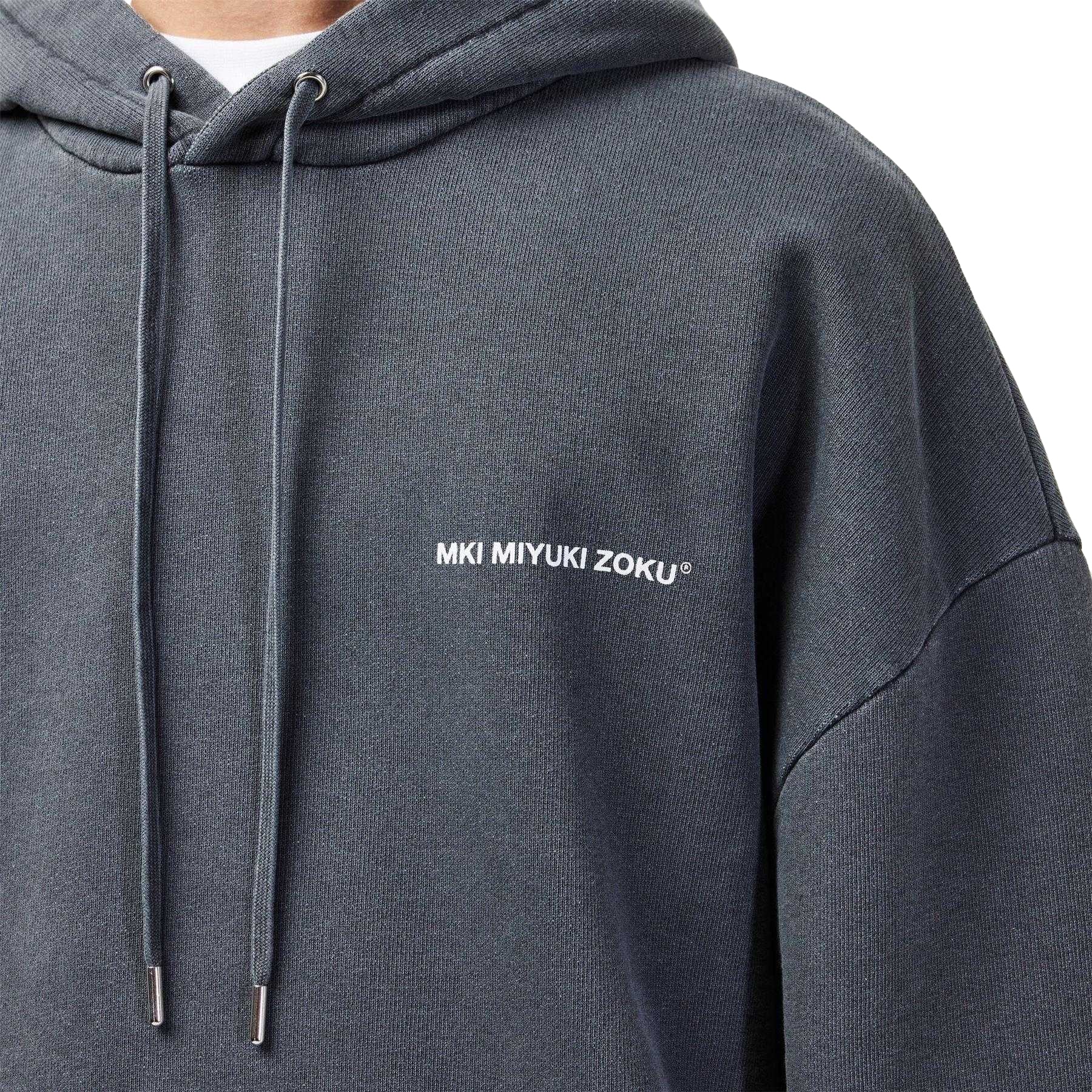 Charcoal - Side - MKI MIYUKI ZOKU Mens Logo Oversized Hoodie