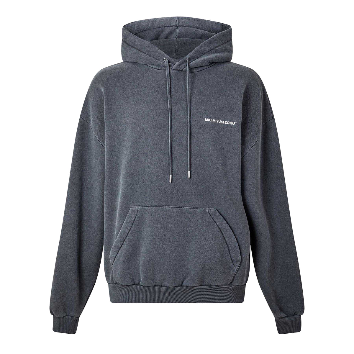 Charcoal - Front - MKI MIYUKI ZOKU Mens Logo Oversized Hoodie