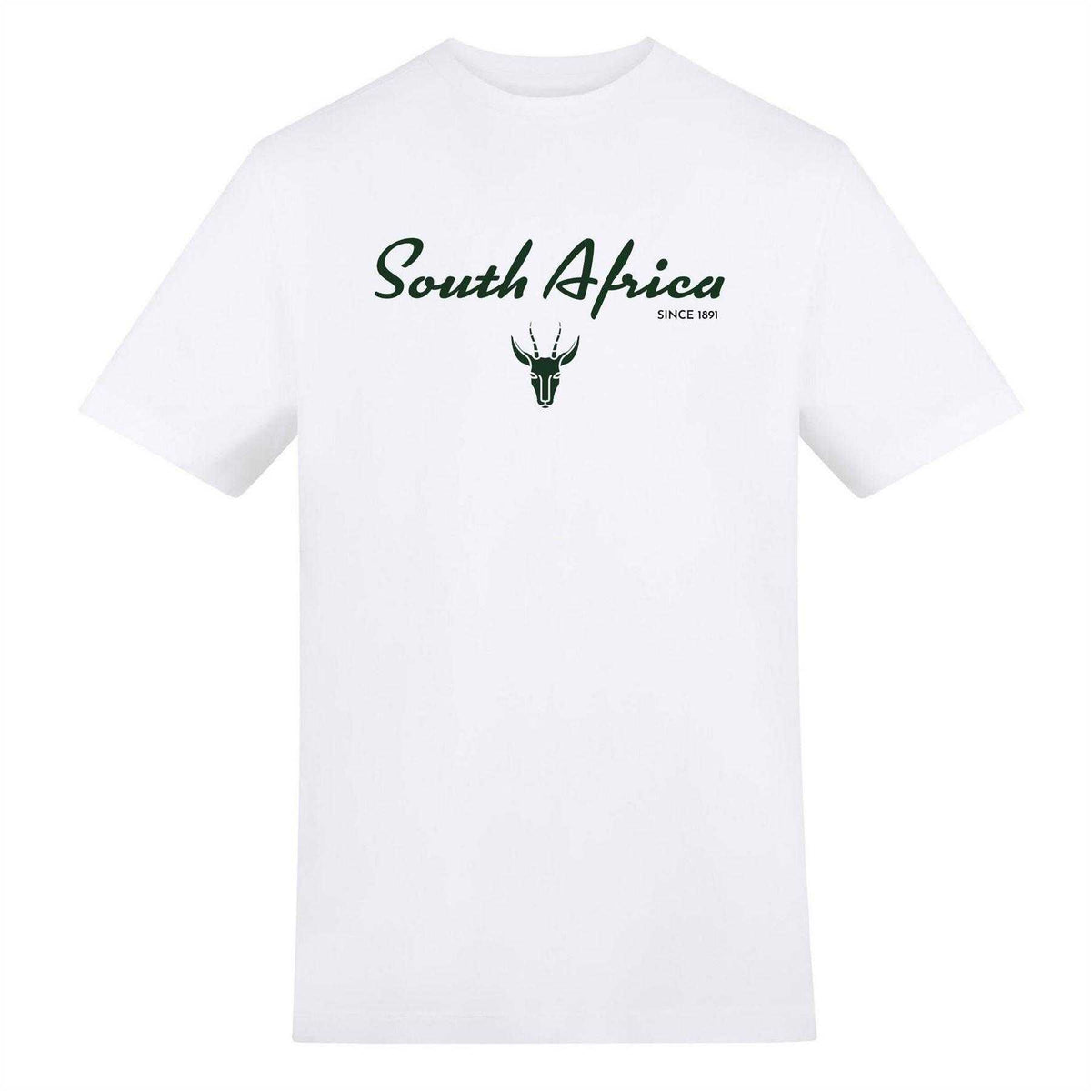 White - Front - AWD Unisex Adult South Africa Rugby Printed T-Shirt