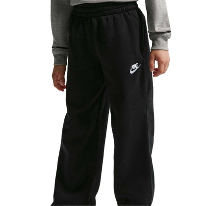 Black - Side - Nike Childrens-Kids Embroidered Logo Fleece Jogging Bottoms