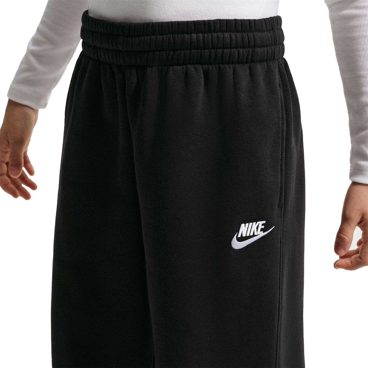 Black - Lifestyle - Nike Childrens-Kids Embroidered Logo Fleece Jogging Bottoms