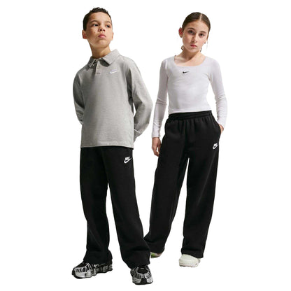 Black - Close up - Nike Childrens-Kids Embroidered Logo Fleece Jogging Bottoms