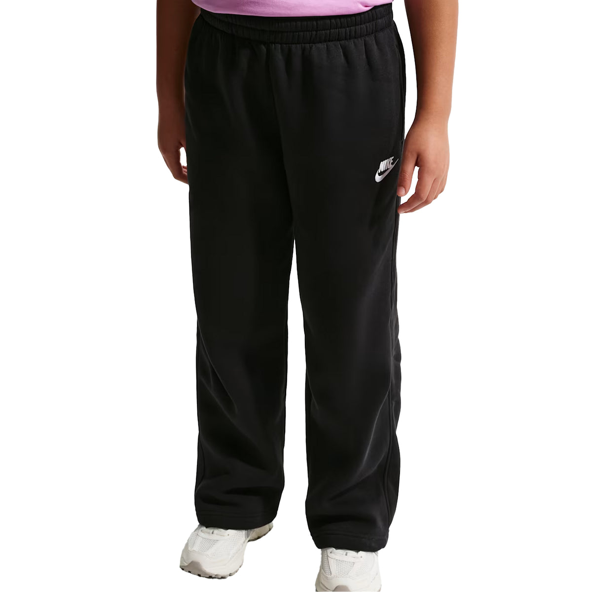 Black - Front - Nike Childrens-Kids Embroidered Logo Fleece Jogging Bottoms