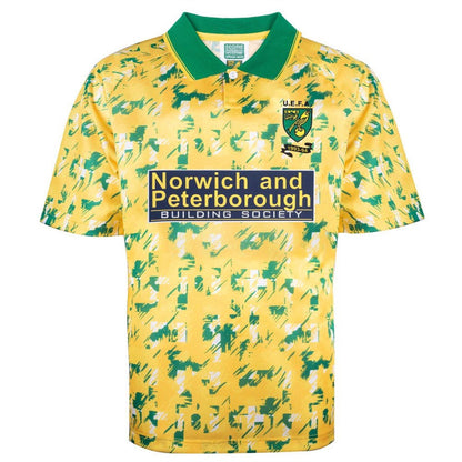 Yellow-Green - Front - Score Draw Unisex Adult 1993 Norwich City FC Replica Football Jersey
