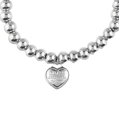 Silver - Back - Guess Cord Heart Charm Bracelet