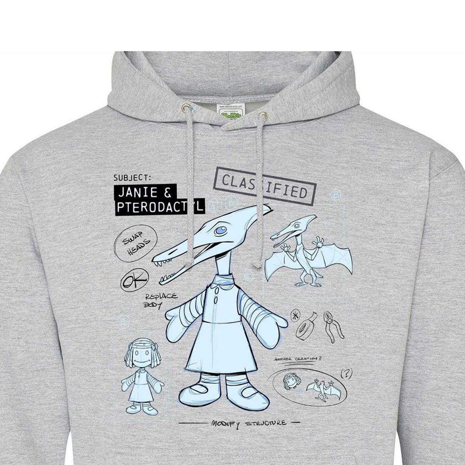 Grey - Side - Disney Mens Pterodactyl Hoodie