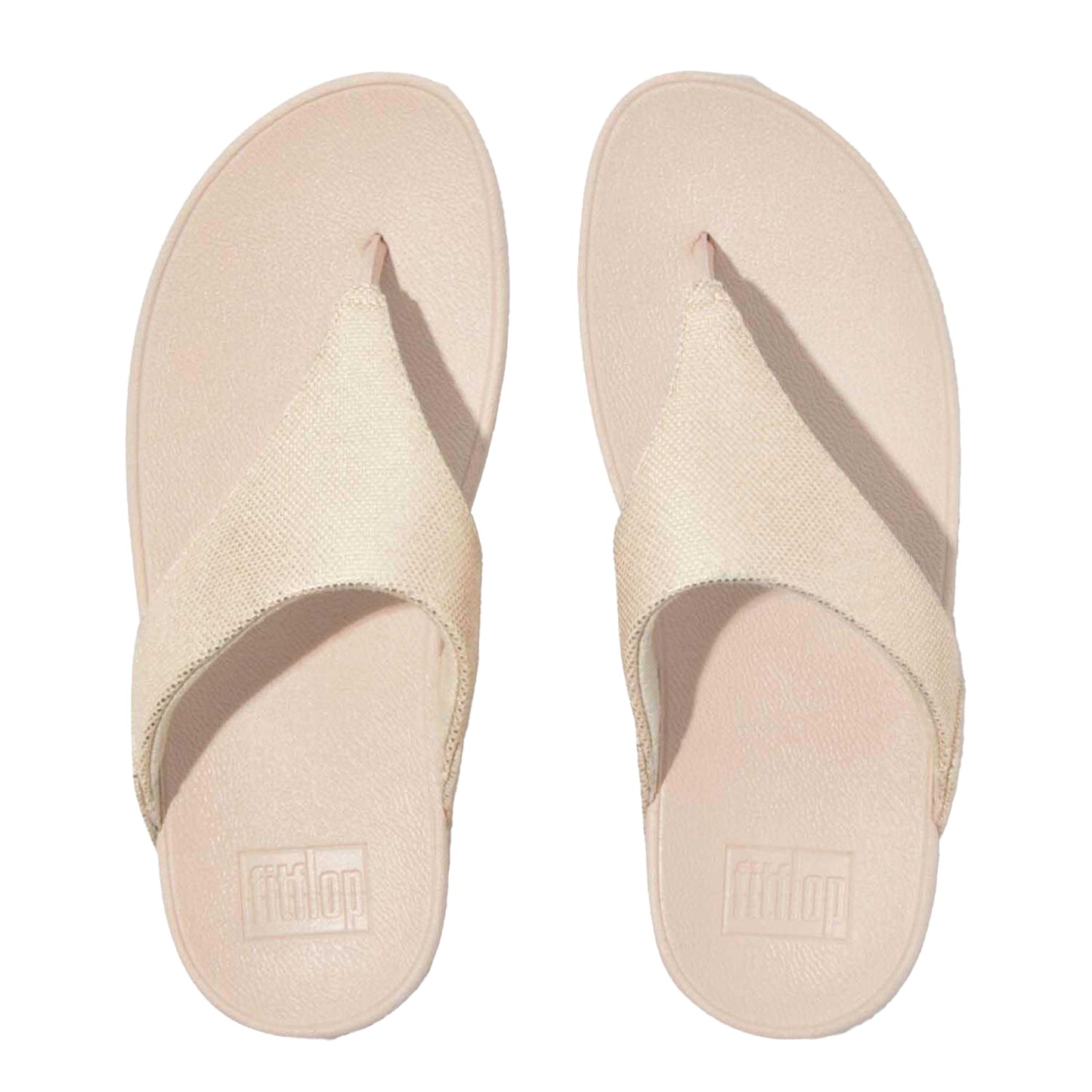 Beige - Back - Fit Flop Womens-Ladies Lulu Canvas Toe Post Sandals