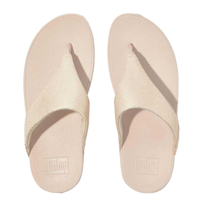 Beige - Back - Fit Flop Womens-Ladies Lulu Canvas Toe Post Sandals