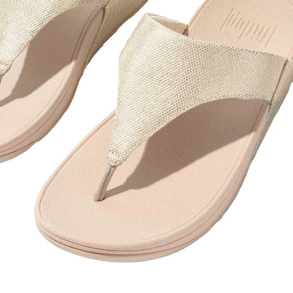 Beige - Pack Shot - Fit Flop Womens-Ladies Lulu Canvas Toe Post Sandals