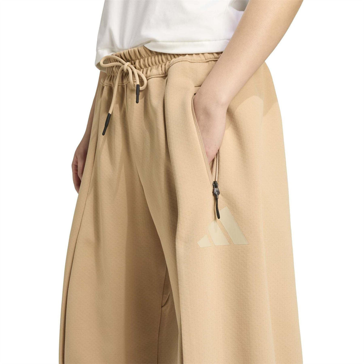 Sandstone - Side - Adidas Womens-Ladies Z.N.E. Relaxed Fit Joggers