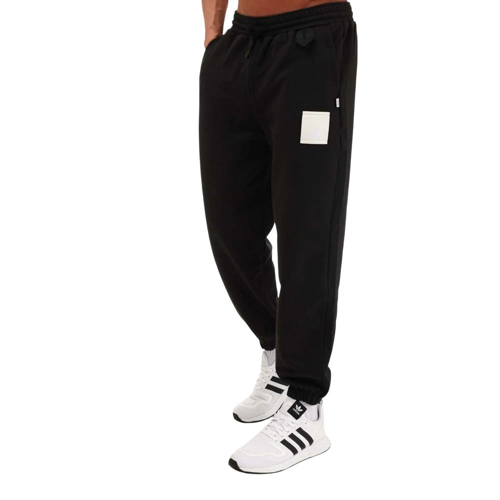 Black - Front - Adidas Mens French Terry Lounge Jogging Bottoms