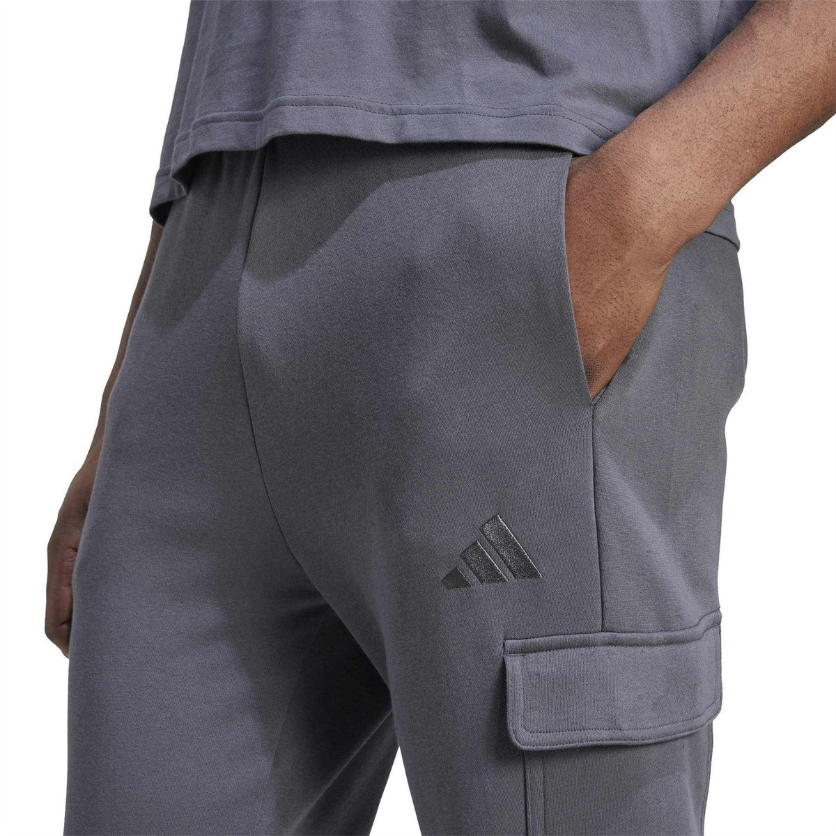 Grey - Side - Adidas Mens Slim Joggers