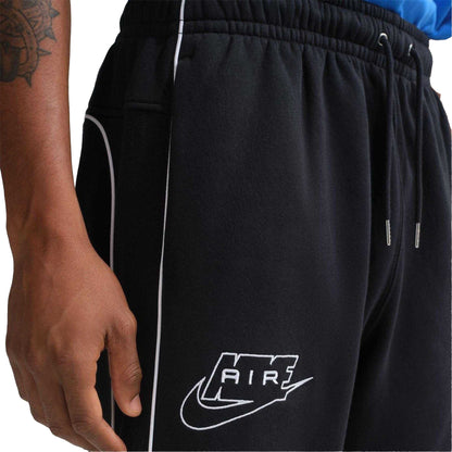 Black-White - Side - Nike Mens Air Fleece Embroidered Logo Joggers