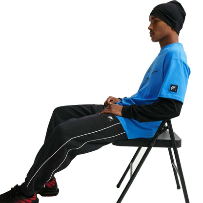 Black-White - Pack Shot - Nike Mens Air Fleece Embroidered Logo Joggers